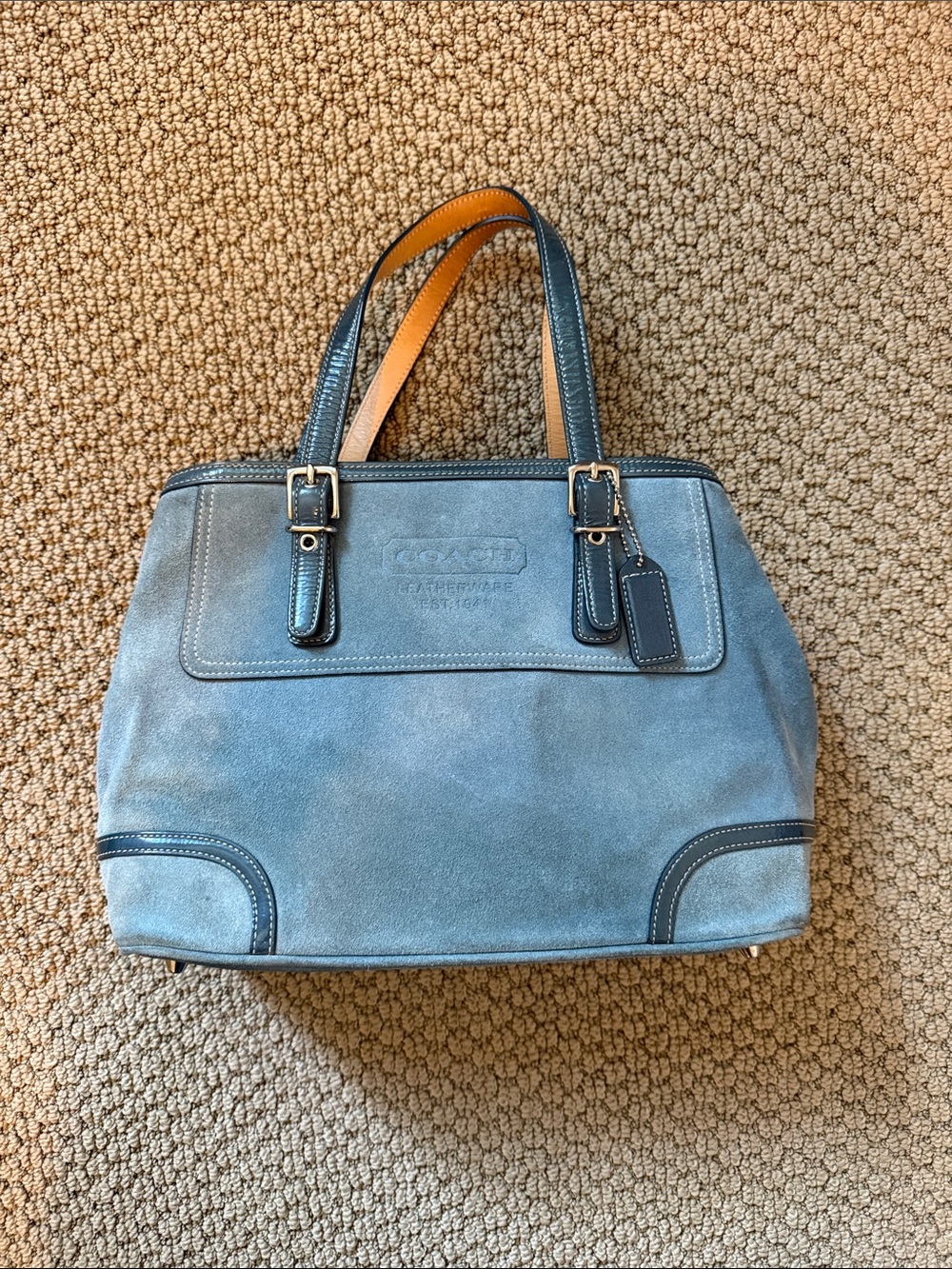 Vintage Coach Hamptons Blue Suede Bag